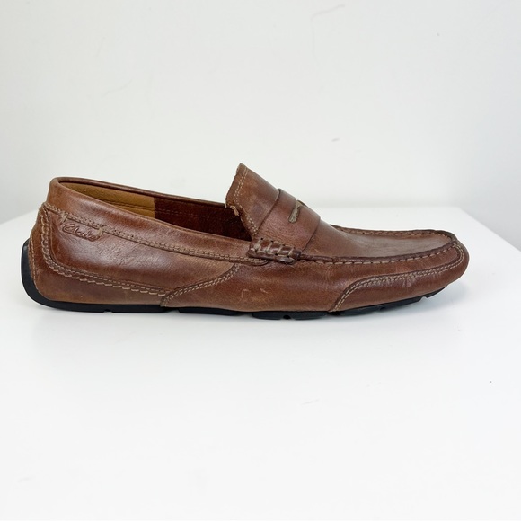 Clarks Ashmont Way Brown Cognac Leather Driving Loafer 9.5 M - Picture 6 of 11
